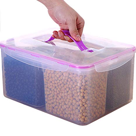 Food Storage Containers with Lids (5 Piece) Plastic Food Storage Containers with Lids 1 PCS 8L and 4PCS 1.7L Dry Food Containers Set for Sugar, Flour,Rice, Snack and More.