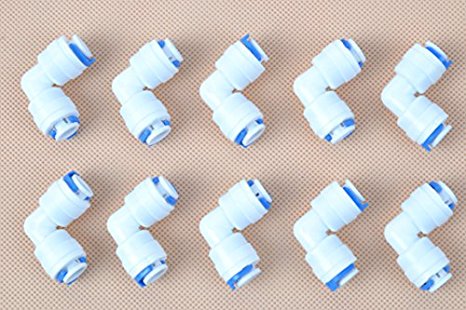 10 Pcs 1/4"x1/4" Push Fit Elbow Tube Quick Connect Ro Water Reverse Osmosis