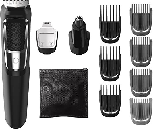 Philips MG3750/60 Rechargeable Black, Metallic Hair Clipper & Razor – Shaver (Black, Metallic, 60 min, Integrated, AC/Battery, 1h, Lithium ion)