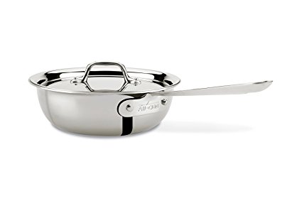 All-Clad 440265 Stainless Steel Tri-Ply Bonded Dishwasher Safe Weeknight Pan with Lid/Cookware, 2.5-Quart, Silver