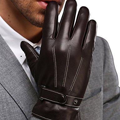 Harrms Best Luxury Touchscreen Italian Nappa Leather Gloves for men's Texting Driving Cashmere Lining