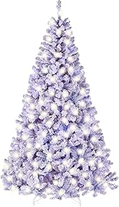 Best Choice Products Pre-Lit Lavender Christmas Tree, 6ft Artificial Flocked Full Fir Tree, Holiday Decoration w/ 250 Lights, 928 Branch Tips