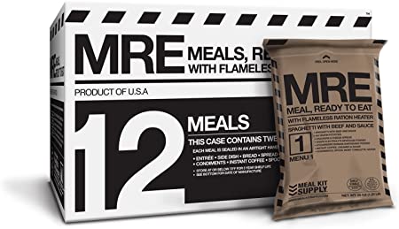 MRE (Meals, Ready to Eat) Premium Case of 12 Fresh MRE w/ Heaters. 5-Year Shelf Life.