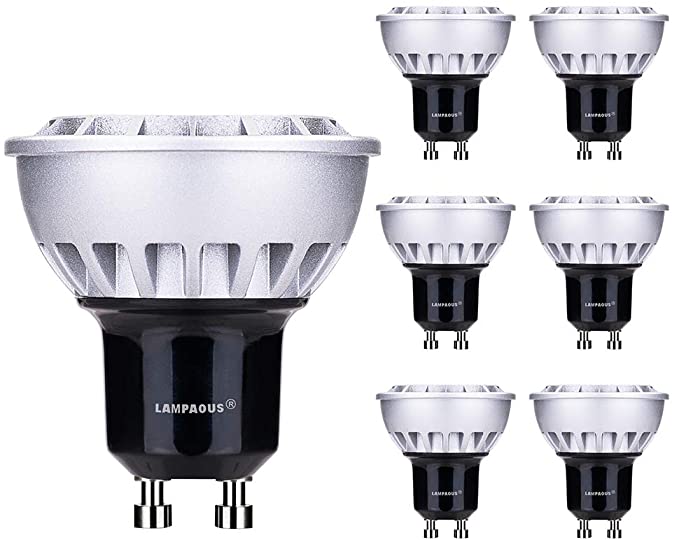 LAMPAOUS GU10 LED Bulbs,7W Light Bulb,50W Halogen Equi,4000K Natural White Recessed Lighting,60 Degree Flood Beam Angle,Non-Dimmable Spotlight for Crystal Chandelier Ceiling Pendant Light,6pcs