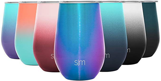 Simple Modern Spirit 12oz Wine Tumbler Glass with Lid - Vacuum Coffee Mug Stemless Cup 18/8 Stainless Steel -Prism