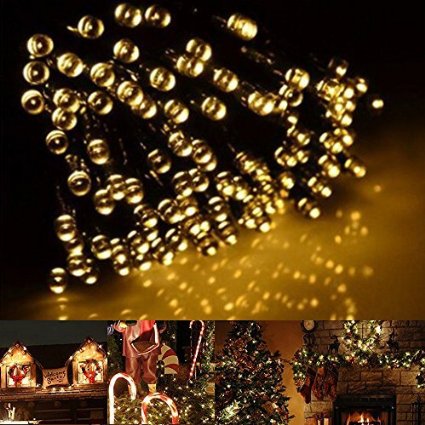 200LED Solar Outdoor Christmas String Lights - Xmas Decorations (Warm White, Waterproof)