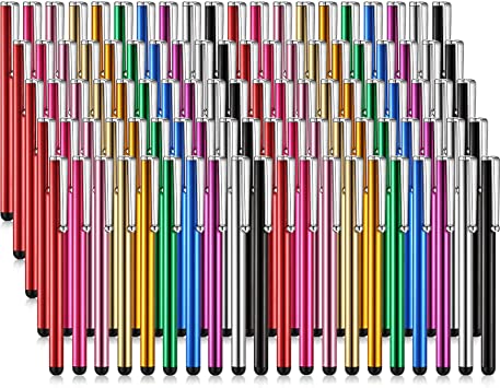 100 Pieces Stylus Pen Slim Touch Stylus Universal Capacitive Stylus Digital Pen Compatible with Samsung, Tablet, Most Devices with Capacitive Touch Screen (Multicolor)