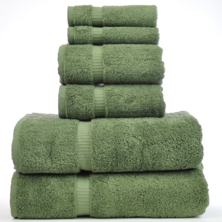 Luxury Hotel & Spa Towel 100% Genuine Turkish Cotton Bath Towel Bundle (Moss, 6-Piece Towel Set)