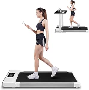 SupeRun Under Desk Treadmill, Walking Pad, Portable Treadmill with Remote & APP Control and LED Display, Quiet Walking Jogging Machine for Office Home Use