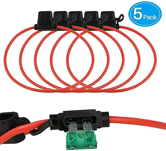 BNTECHGO 5 Pack 10 AWG Inline Fuse Holder for 40A ATC/ATO Blade Automotive Fuse