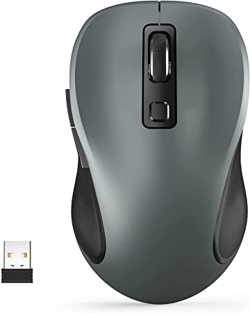 Wireless Mouse, TedGem 2.4G Computer Mice with 6 Button, Cordless Mouse Wireless Mice for Laptop (Light Grey)