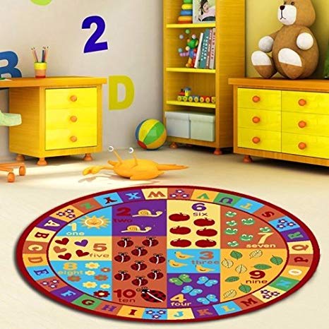 Furnish my Place 740 Number 3'3 Kids ABC Educational Alphabet Anti Skid 3'3" Round Multicolor
