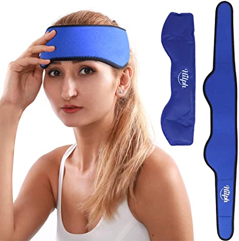 Hilph® Head Ice Pack Wrap for Migraines, Reusable Cold Head Wrap Flexible Gel Ice Head Wrap with Soft Fabric Backing for Headache, Migraines, Chemo, Sinus, Head Tension -29.5" x 3.5"