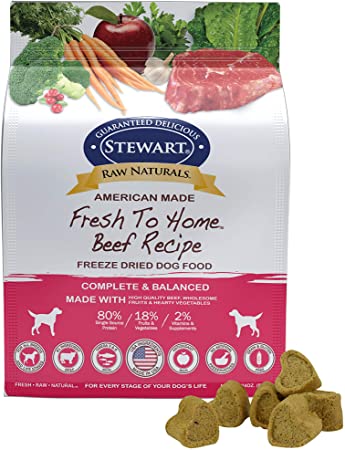 Stewart Raw Naturals Freeze Dried Dog Food Grain Free Made in USA with Beef, Fruits, Vegetables for Fresh to Home All Natural Recipe, 24 oz.