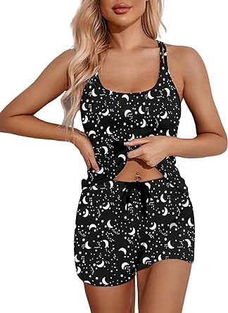 Ekouaer Womens Cami Pajama Set Sleeveless Racerback Tank Top Pjs Soft Sleepwear