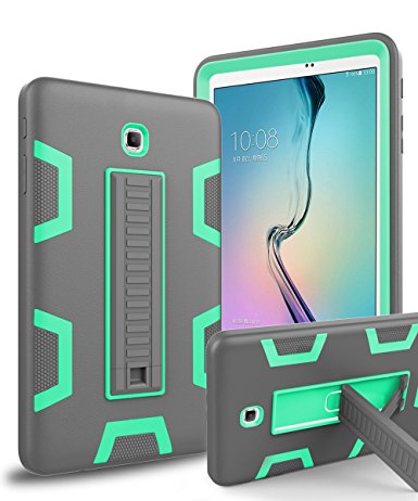 Galaxy Tab A 8.0 Case,TOPSKY[Kickstand Feature]Three Layer Hybrid Heavy Duty Full-Body Shockproof Anti-Slip Protective Case for Samsung Galaxy Tab A 8.0 inch Tablet(2015 Release)No Fit 2017,Grey/Green