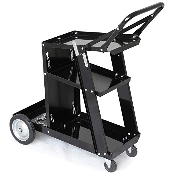 Yaheetech 3-Tier Welding Cart MIG Welder Welding Cart Universal W/Tank Storage Black