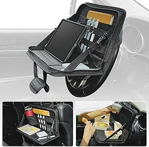 JOYTUTUS Steering Wheel Tray, Car Multifunctional Eating Desk, Car Office Bag, Back Seat Laptop Desk, Seat Headrest Table for Eating, Fit for Small Car, Like the Honda Civic, Volkswagen Golf, etc.