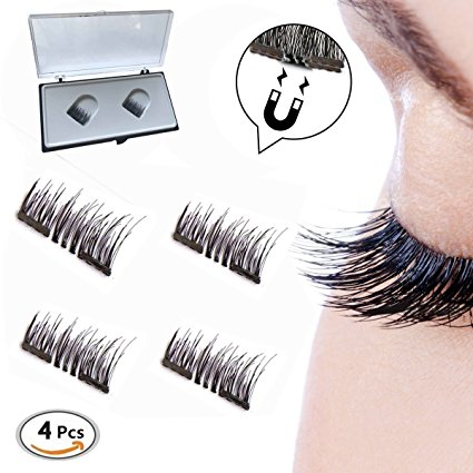 New Dual Magnetic Eyelashes, Ultra Thin Magnets, 3D Reusable Fiber (1 Pair 4 Pieces)