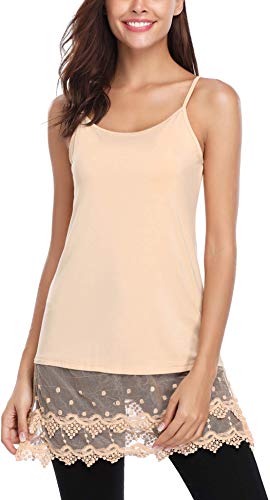 Hawiton Women's Lace Extender Trimmed Tank Tops Adjust Camisoles Layering Dress