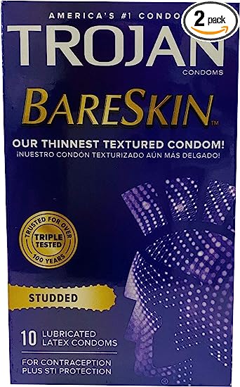 Trojan BareSkin Studded Latex Condoms - 10 ct, Pack of 2