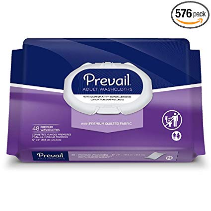 Prevail Quilted Cleansing Wipes, 8 x 12 in., Case/576 (12/48s)