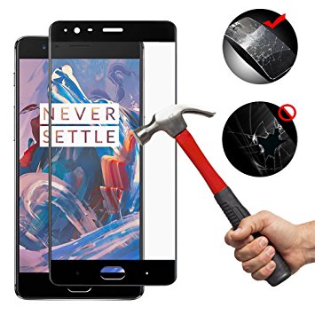 Oneplus 3 Screen Protector, SuperStore_Electronics Full Coverage Tempered Glass Screen Protector 0.26mm Thickness 9H Hardness Protective Screen for Oneplus 3 (Black Edge)