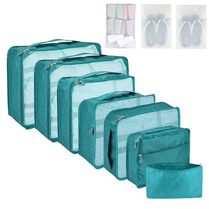 Packing Cubes for Suitcase, 10 Pcs Suitcase Organiser Bags, High Quality Suitcase Travel Organiser, Hand Luggage Packing Cubes Value Set for Travel (10 pcs, Sky Blue)
