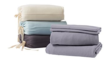 Organic Bedding Sets By Whisper Organics - GOTS Certified Organic - Ethically Made, 300 Thread Count Soft Cotton Bed Sheets - Best Queen Sheet Set (Queen, Silver)