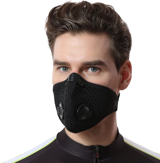 VORCOOL Dust Mask Veil Extra Filter Cotton Sheets and Valves for Cycling Bicycle Bike Riding Cycling Dust Proof Mask Outdoor Activities (Black)
