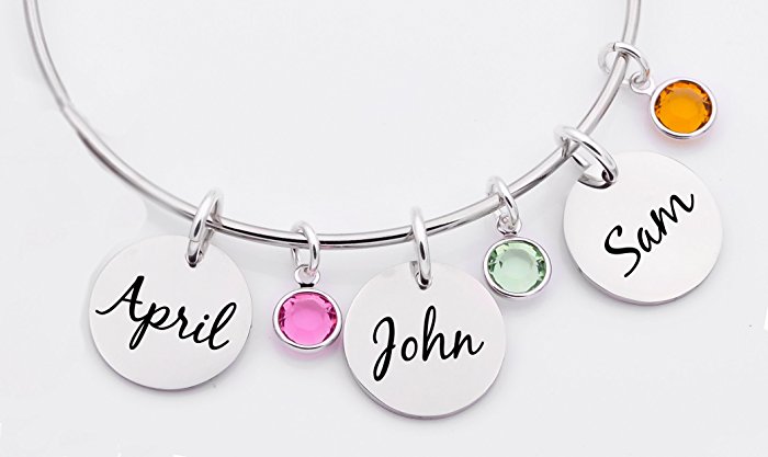 Personalized Mother's expandable bangle bracelet, stainless steel bracelet, mothers day gift, mom bracelet, gift for mothers, kids names, Mother's day gift