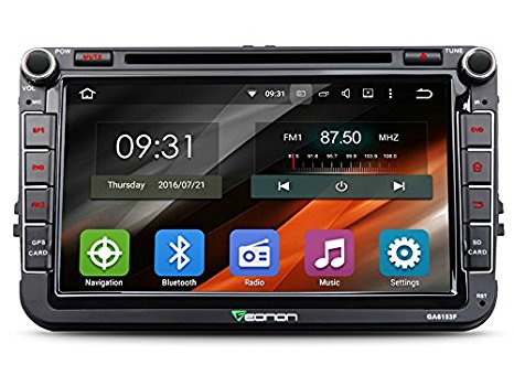 Eonon GA6153F Android 5.1 Car DVD GPS for Volkswagen Golf/Passat/Jetta/Scirocco/Tiguan/Bora/Polo/Touran/Caddy/EOS Skoda/Seat Lollipop In Dash GPS Radio Stereo 8 Inch Multimedia Touch Screen Bluetooth 4.0 Head Unit