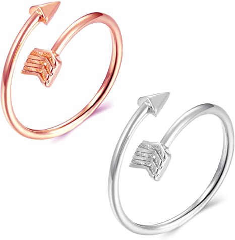 Long tiantian 3 Pcs Simple Adjustable Rings Set for Women Love Knot Arrow Wave Ring Sets Christmas Jewelry Gift for Teen Girls Size 5-12