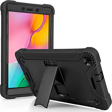 Galaxy Tab A 8.0 T290 Case, KIQ Heavy Duty Rugged Cover Dual-Layer Impact Guard Drop Protection with Kick Stand for Samsung Galaxy Tab A [2019] SM-T290 SM-T295 [Black]