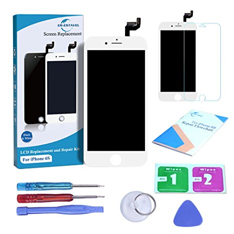 Qi-Eu LCD Display for iPhone 6S 4.7 inch Touch Screen Digitizer Replacement with 3D Touch Full Assembly - White, Repair Tools Kit and Instructions are Included