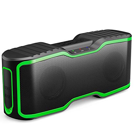 AOMAIS Sport Ⅱ Portable Wireless Bluetooth Speakers 4.0, 20W Hifi Sound Enhanced Bass, IPX7 Waterproof, Stereo Pairing, Indoor Outdoor Party, Camping, Travel, Pool (Green)