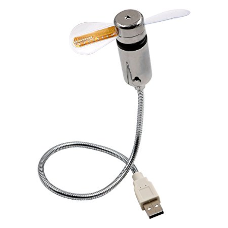 Mini USB Fan Clock Fan for PC Laptop Notebook Desktops Flexible LED Cooling Flashing USB Fan