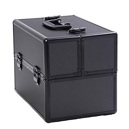 Giantex 14"x9"x10" Pro Aluminum Makeup Train Case Jewelry Box Cosmetic Organizer (black Diamond)