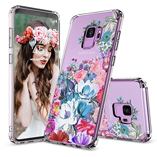 MOSNOVO Galaxy S9 Case, Galaxy S9 Clear Case, Girls Floral Flower Garden Pattern Printed Transparent Clear Design Plastic Back Case with TPU Bumper Protective Case Cover for Samsung Galaxy S9 (2018)