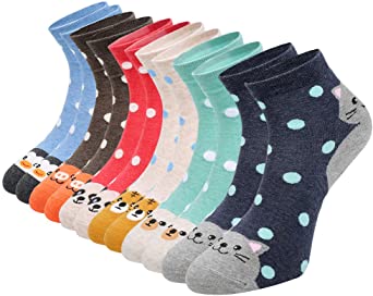 Empino Womens Cute Animal Patterned Dress Socks Novelty Casual Cotton Crew Socks