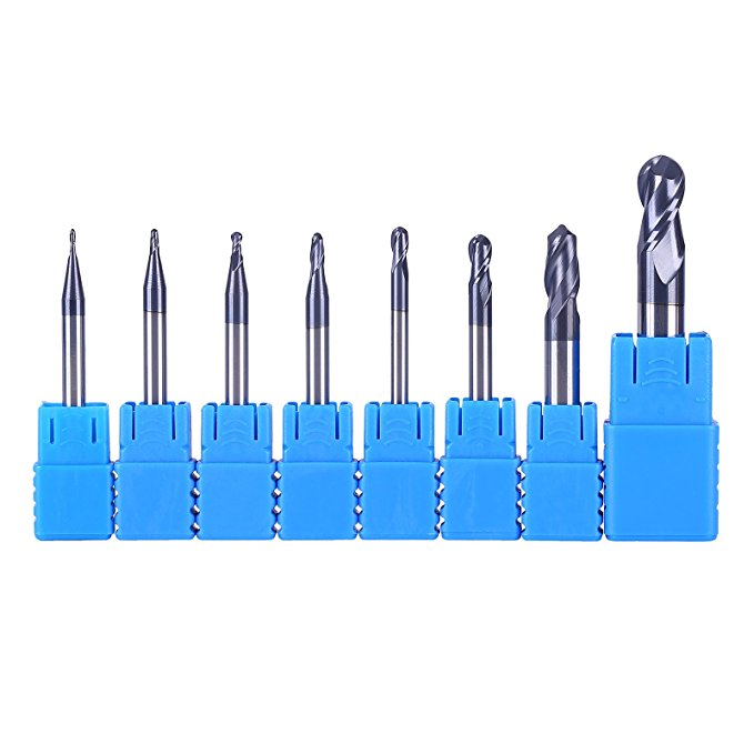 TOTIME HRC 45 2 Flutes Micro Grain Solid Carbide Ball Nose End Mill,3.0mm Cutting Diameter,50mm Overall Length,1.5mm Radius,6mm Cutting Length,3mm Shank Diameter,30 Degrees Cutting Angle