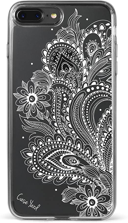 CaseYard Clear Soft & Flexible TPU Case for iPhone SE 2020 - Ultra Low Profile Slim Fit Thin Shockproof Transparent Bumper Protective Cover Drop Protective Case (Flower Paisley)