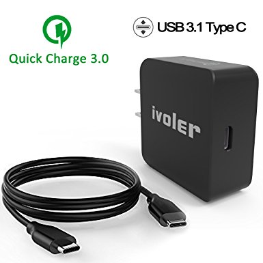 Quick Charge 3.0 Type C Charger [Type C Cable Include], iVoler 5V/3A 15W USB-C port with QC 3.0 Tech Wall Charger for Samsung Note 7,LG G5,HTC 10, Nexus 5x/6p, Macbook and Other Type-C Devices