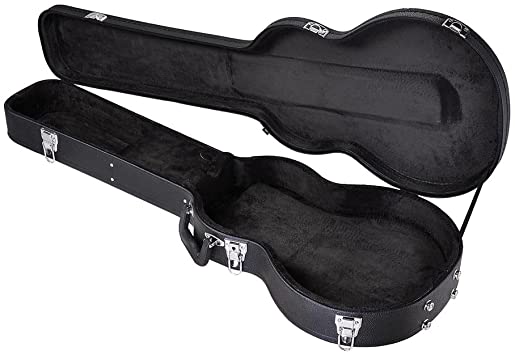 Wood Les Paul Style Electric Guitar Case with Foam Padding & Oft Plush Interior, 42-1/4"L x 15"W x 4-3/4"H Black PU Surface Sturdy Chrome Latch Fasteners Bumpers