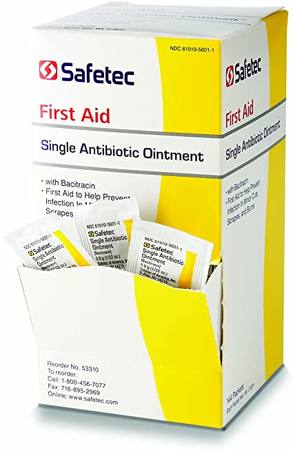 Safetec Bacitracin Antibiotic Ointment .9 Gram Packets (Box of 144 Packets)
