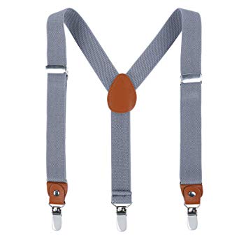 AWAYTR Kids Boys Adults Suspenders - 4 Sizes Sturdy Metal Clips Elastic Adjustable Suspender