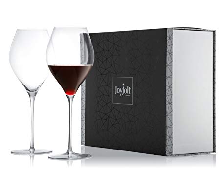 JoyJolt Layla Crystal Red Wine Glasses Set, 30.7 Ounce Crystal Glass, Set of 2 Long Stemmed Wine Glass, Great For White Or Red Wine, 100% Lead Free Wine Glassware, Great For Testing Wine.