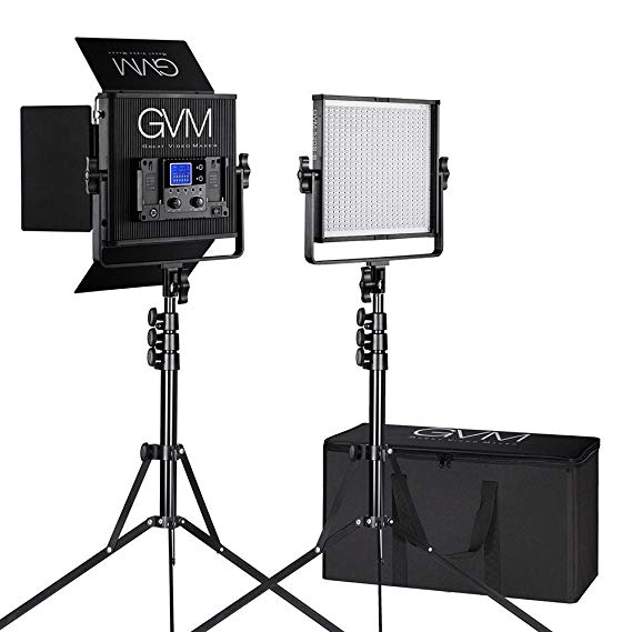 GVM 520S-B2L LED Video Lighting Kit CRI97 3200-5600K with Digital Display for Video Making Photography Interview Studio Lighting and Location Shooting(2 Video Light   2 Light Stand)