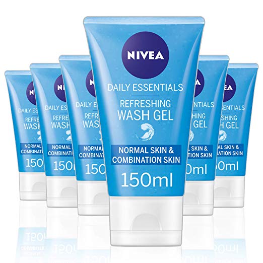 NIVEA Refreshing Facial Wash Gel, Pack of 6 (6 x 150ml), Invigorating Face Wash with Vitamin E and Hydra IQ, Cleansing Skin Care