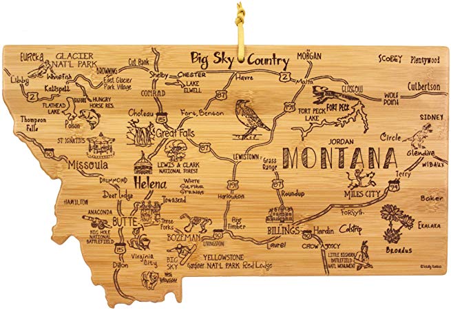 Totally Bamboo Montana State Destination Bamboo Serving and Cutting Board